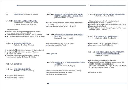 programma 1° Simposio Annuale Gruppo Multidisciplinare Regionale per la Diagnosi e Terapia dei Tumori Neuroendocrini